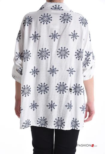 Chemise à collet à broderie à boutons manches à trois-quarts - ph 2