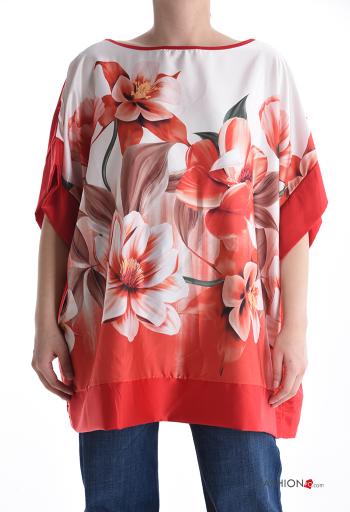 Blusa girocollo raso maniche corte Fantasia floreale
