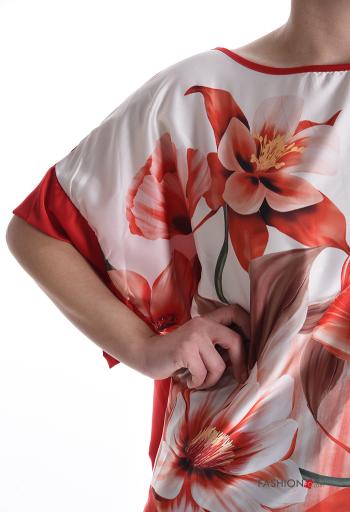 Blusa girocollo raso maniche corte Fantasia floreale - ph 4