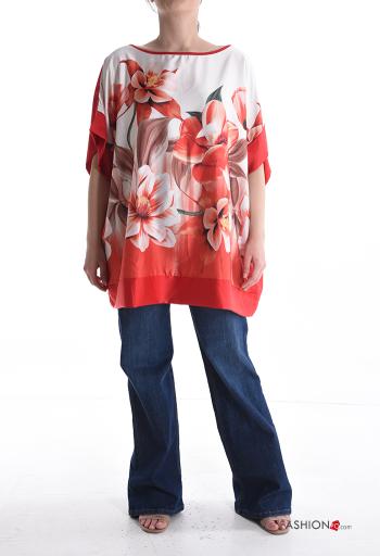 Blusa girocollo raso maniche corte Fantasia floreale - ph 5