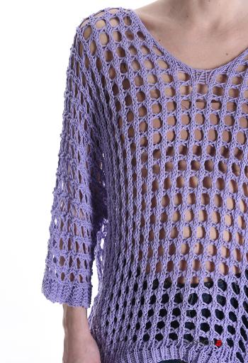 Pull en Coton manches longues filet de pêche à col en V - ph 4