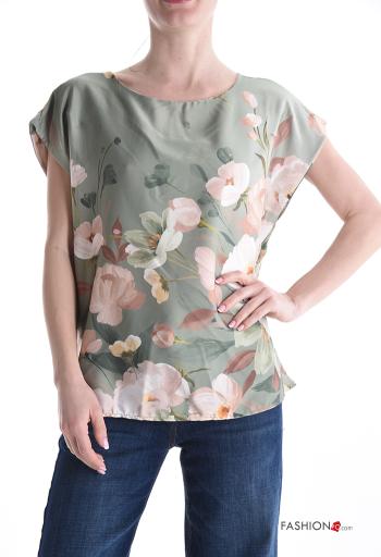 Blusa maniche corte girocollo Fantasia floreale - ph 1