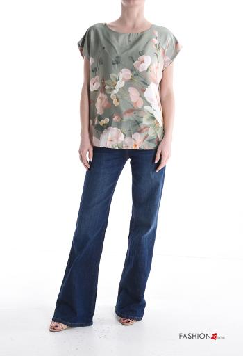 Blusa maniche corte girocollo Fantasia floreale - ph 5