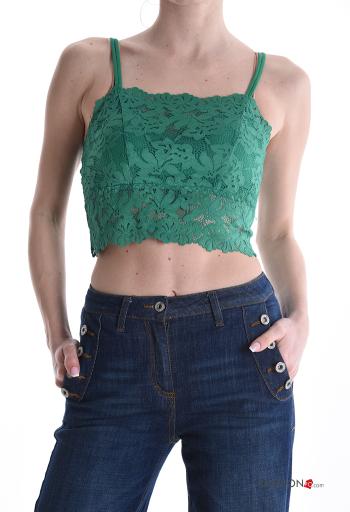 Top scollato sulla schiena corto pizzo senza maniche Fantasia ricamata - ph 1