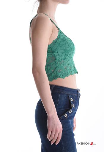 Top scollato sulla schiena corto pizzo senza maniche Fantasia ricamata - ph 3