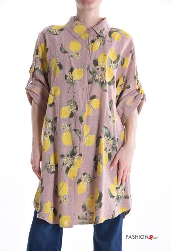 Printed long with collar Cotton Shirt with buttons