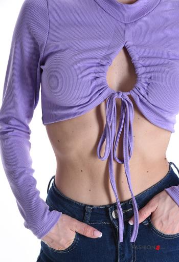 long sleeve mini Top with bow with drawstring - ph 4