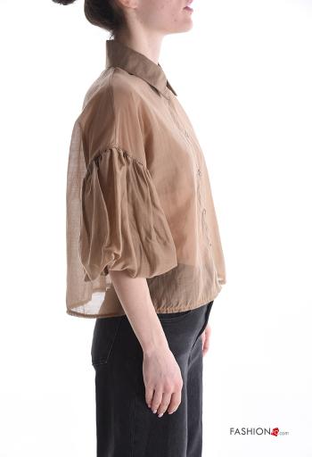 Chemise manches bouffantes à collet à boutons manches à trois-quarts - ph 3
