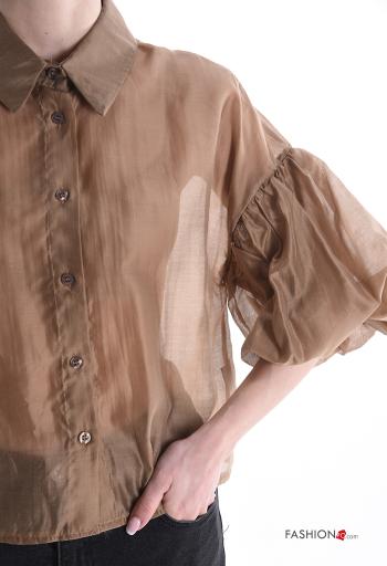 Chemise manches bouffantes à collet à boutons manches à trois-quarts - ph 4