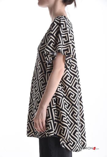 Tunica oversize maniche corte Fantasia geometrica scollo a V - ph 3