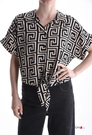 Camicia maniche corte con colletto Fantasia geometrica con bottoni