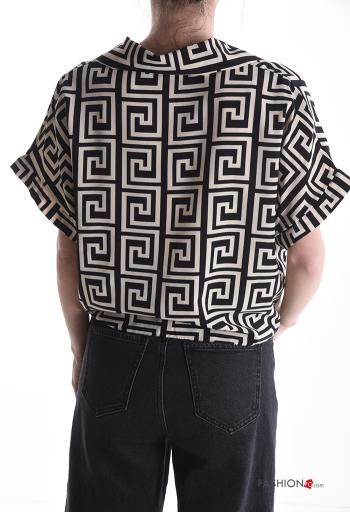Camicia maniche corte con colletto Fantasia geometrica con bottoni - ph 2