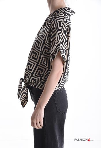Camicia maniche corte con colletto Fantasia geometrica con bottoni - ph 3