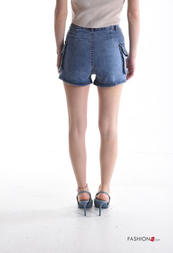 denim Cotton Shorts with buttons with zip with pockets - ph 2