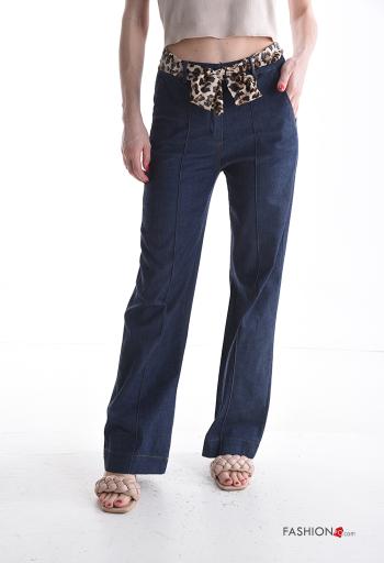 Pantalone in Cotone con cintura in stoffa con zip con bottoni con tasche