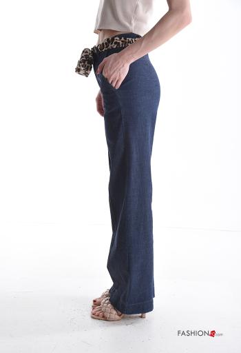 Pantalone in Cotone con cintura in stoffa con zip con bottoni con tasche - ph 3