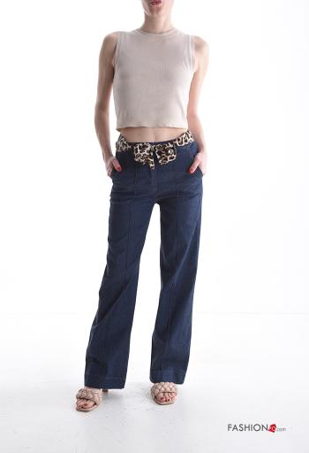 Pantalone in Cotone con cintura in stoffa con zip con bottoni con tasche - ph 5