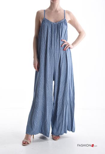 Streifenmuster ärmellos rückenfrei wide leg Overall