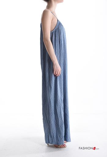Streifenmuster ärmellos rückenfrei wide leg Overall - ph 3