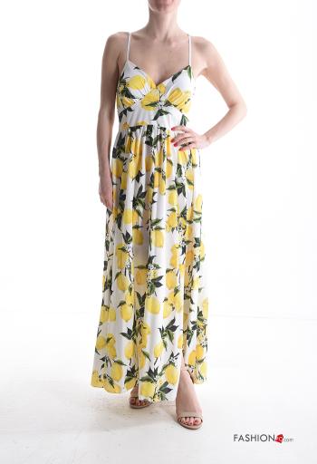 backless long sleeveless adjustable Dress with split plunging neckline