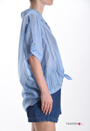 short sleeve with collar fishnet Shirt with buttons with rhinestones - ph 3