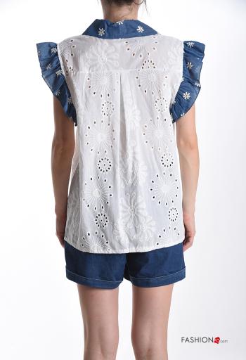 short sleeve with collar Shirt with buttons broderie anglaise - ph 2