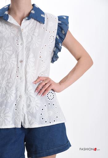 short sleeve with collar Shirt with buttons broderie anglaise - ph 4
