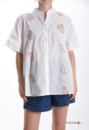 Chemise en Coton manches courtes Imprimé paisley à boutons