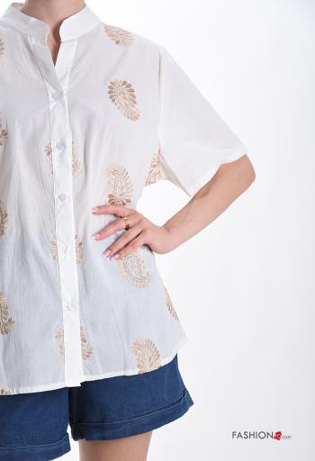 Camisa em Algodão manga curta Padrão paisley com botões - ph 4