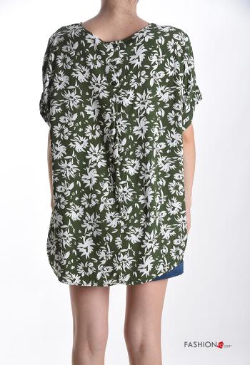 Blusa manga corta cuello redondo Estampado Floral con botones - ph 2