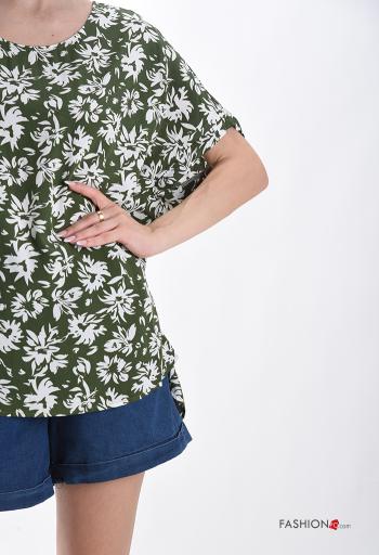 Blusa manga corta cuello redondo Estampado Floral con botones - ph 4