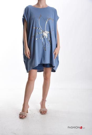 T-shirt en Coton manches courtes oversize col rond imprimé - ph 1
