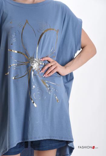 T-shirt en Coton manches courtes oversize col rond imprimé - ph 4