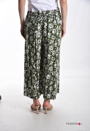 Pantalones wide leg Estampado Floral con bolsillos con elástico - ph 2