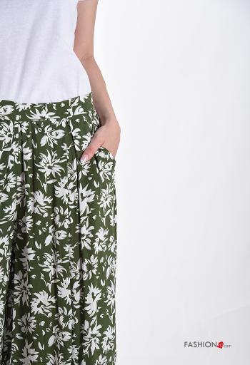 Pantalones wide leg Estampado Floral con bolsillos con elástico - ph 4