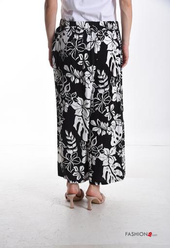 Pantalones wide leg Estampado Floral con bolsillos con elástico - ph 2