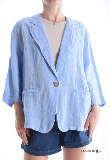 Linen Jacket with buttons with pockets - ph 1