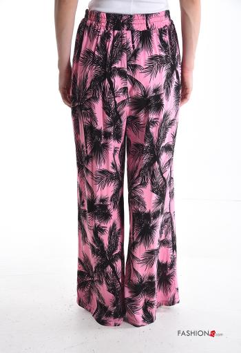 Pantalones wide leg Diseño impreso con bolsillos con elástico - ph 2