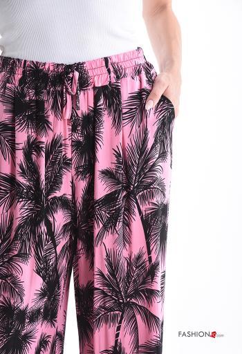 Pantalones wide leg Diseño impreso con bolsillos con elástico - ph 4