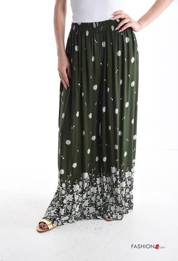 Pantalone wide leg Fantasia stampata con tasche con elastico - ph 1