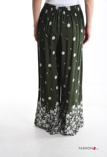 Pantalone wide leg Fantasia stampata con tasche con elastico - ph 2