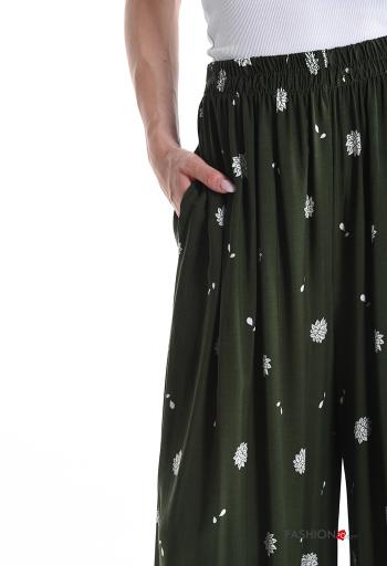Pantalone wide leg Fantasia stampata con tasche con elastico - ph 4