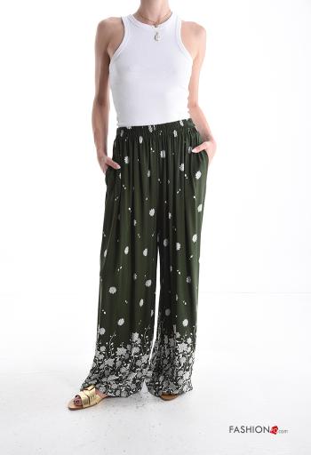 Pantalone wide leg Fantasia stampata con tasche con elastico - ph 5