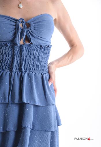 Abito corto senza maniche scollato sulla schiena con elastico con balze con strass - ph 4