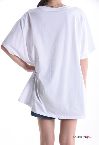 Bedrucktes Oversize u-boot ausschnitt kurze ärmel T-shirt aus Baumwolle - ph 2