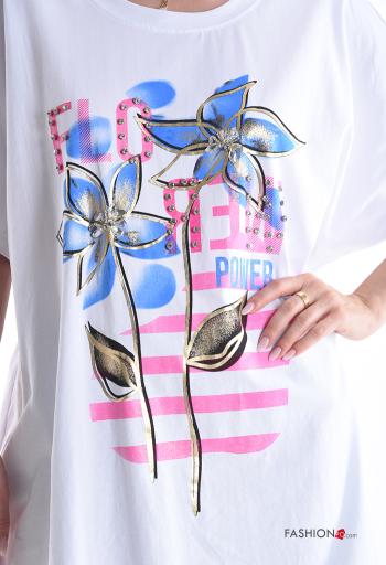 Bedrucktes Oversize u-boot ausschnitt kurze ärmel T-shirt aus Baumwolle - ph 4