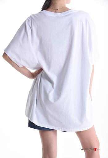 T-shirt in Cotone girocollo oversize maniche corte Fantasia stampata - ph 2