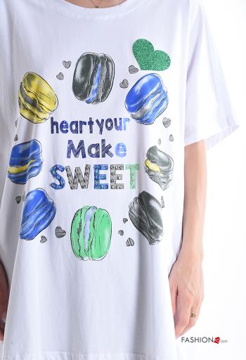T-shirt in Cotone girocollo oversize maniche corte Fantasia stampata - ph 4