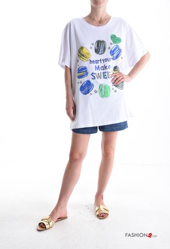 T-shirt in Cotone girocollo oversize maniche corte Fantasia stampata - ph 5