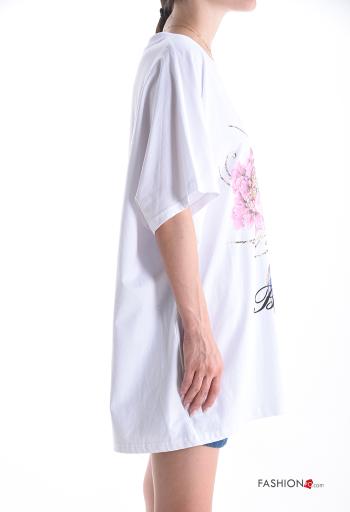 T-shirt de Algodón manga corta extra grande cuello redondo Diseño impreso - ph 3